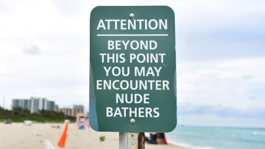 Beyond this point you may encounter nude bathers.