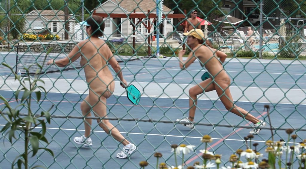 Pickleball game action at Pine Tree.