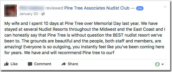 Reviews: Pine Tree Associates Nudist Club - Facebook review #3