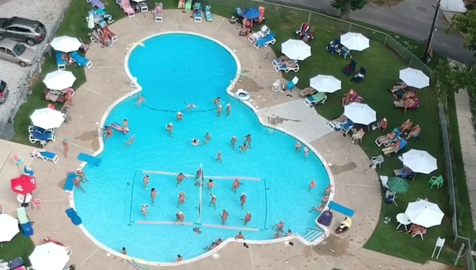 Pine Tree Associates outdoor pool from above