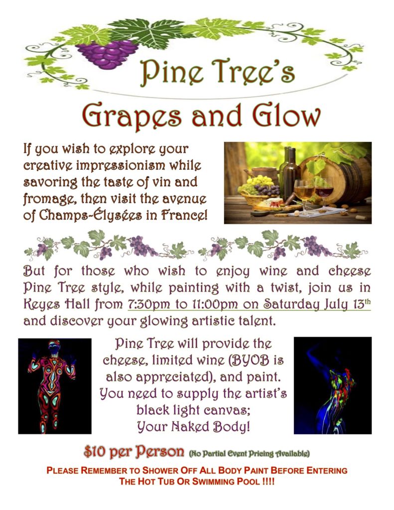 Grapes and Glow - wine and bodypainting party for 2019.